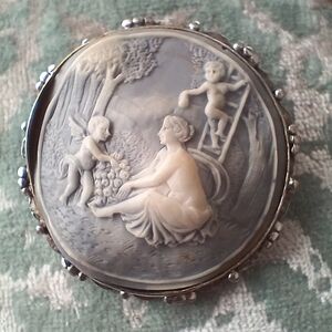 Cameo Brooch, Approx. 2 Inches In Diameter